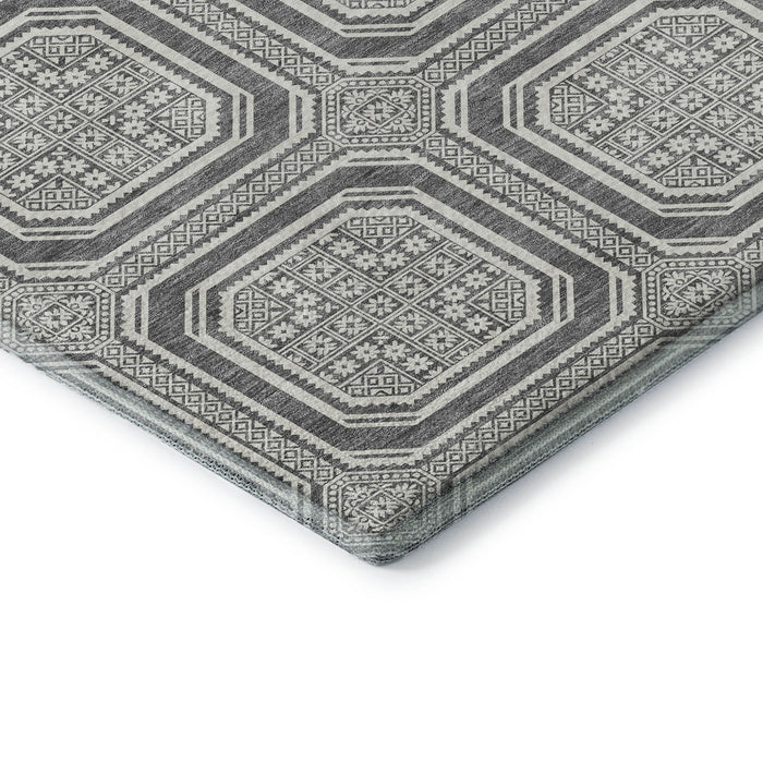 10' X 14' Geometric Washable Area Rug With UV Protection (693798) - Gray / Ivory