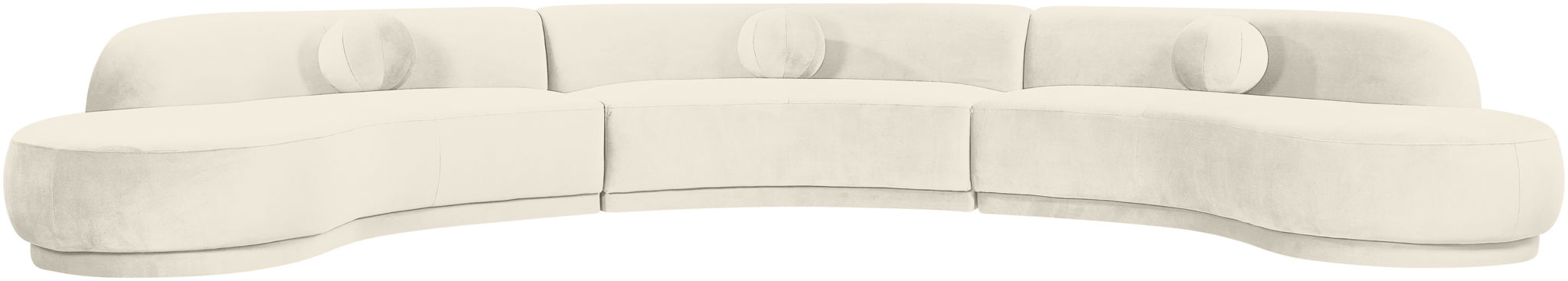 Avra stationary sectional sofa by Meridian Furniture, 177.5-inch velvet performance fabric upholstered sectional with plush cushions.