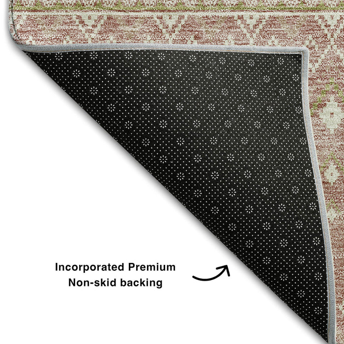 10' X 14' Tribal Washable Area Rug With UV Protection (657161) - Blush / Ivory