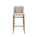 Set of two beige and gold stainless steel bar height chairs by HomeRoots, featuring modern design and cushioned seats.