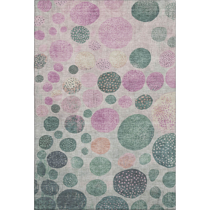 10' X 14' Geometric Washable Area Rug With UV Protection (707437) - Green / Mauve / Beige