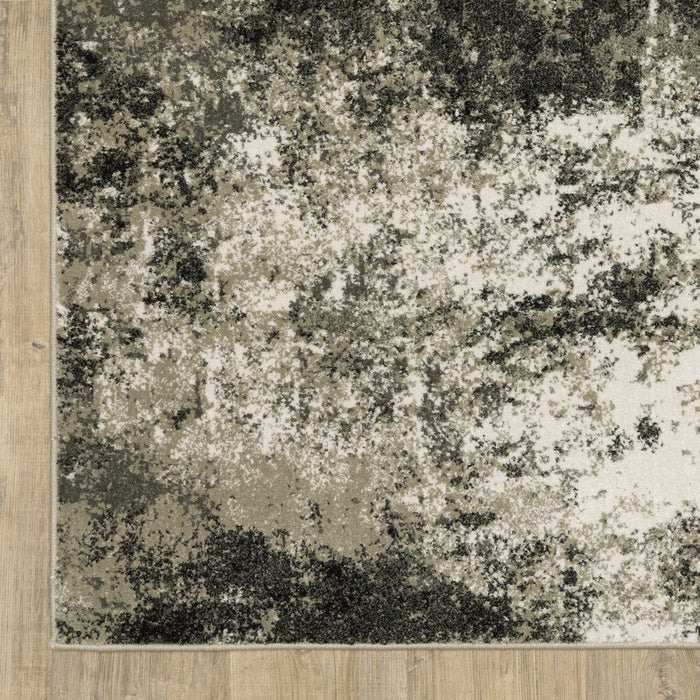 8' x 10' Abstract Power Loom Stain Resistant Area Rug - Charcoal Gray And Beige