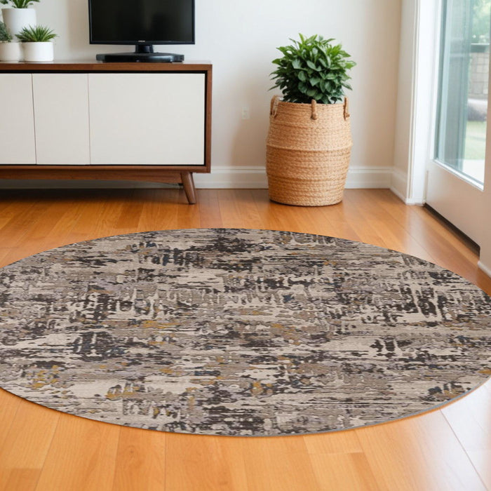 8' Round Area Rug - Gray