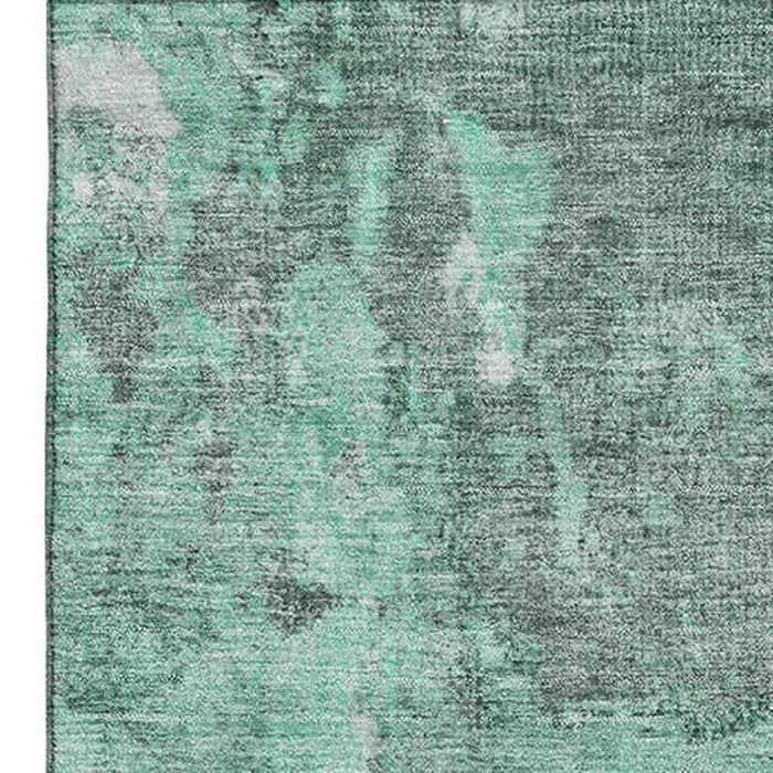 10' X 14' Abstract Washable Area Rug With UV Protection (700313) - Teal / Silver