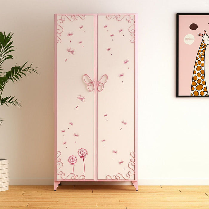 Purple and white metal standard dresser with multiple drawers, designed as a wardrobe or chest by HomeRoots.