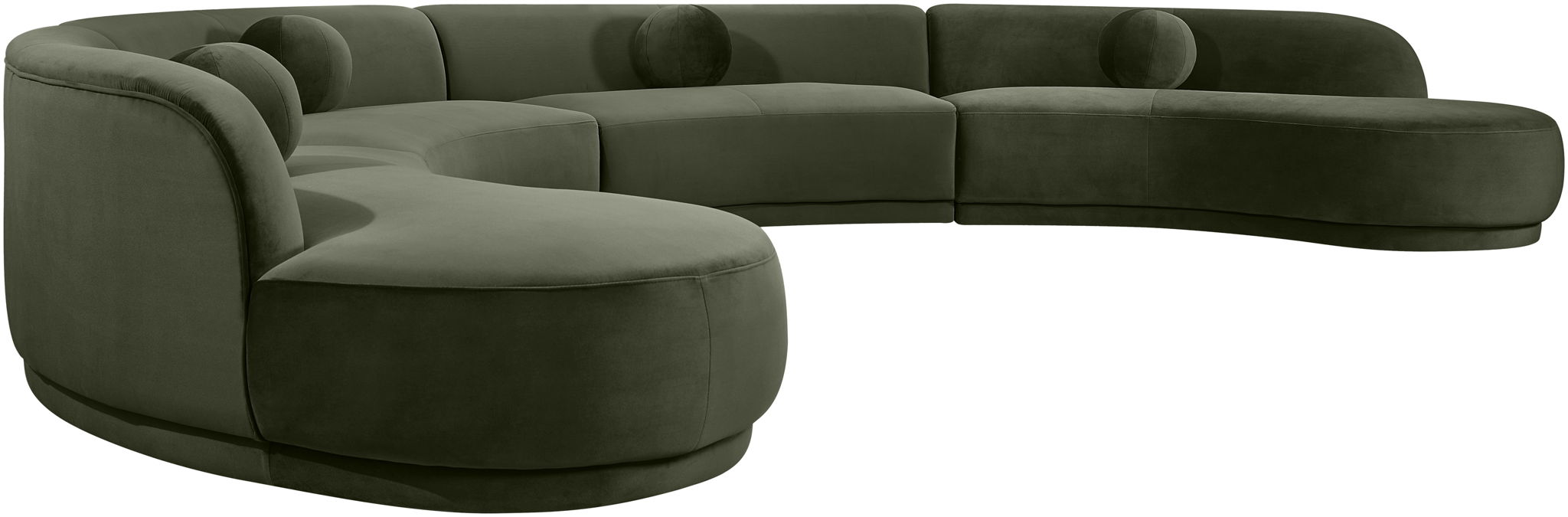 Meridian Furniture Avra 189-inch velvet performance fabric upholstered sectional sofa with plush seating and modern design.