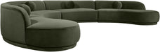Meridian Furniture Avra 189-inch velvet performance fabric upholstered sectional sofa with plush seating and modern design.