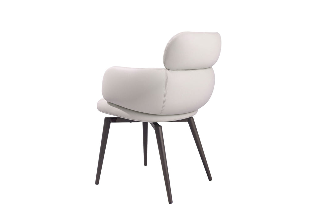 Faux Leather Metal Dining Arm Chair - Light Gray / Black