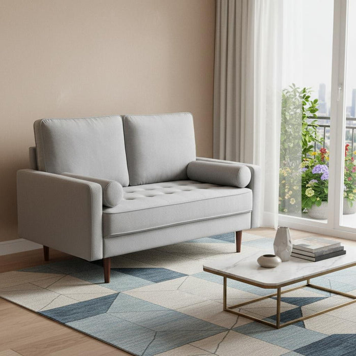 Velvet Loveseat And Toss Pillows - Gray / Dark Brown