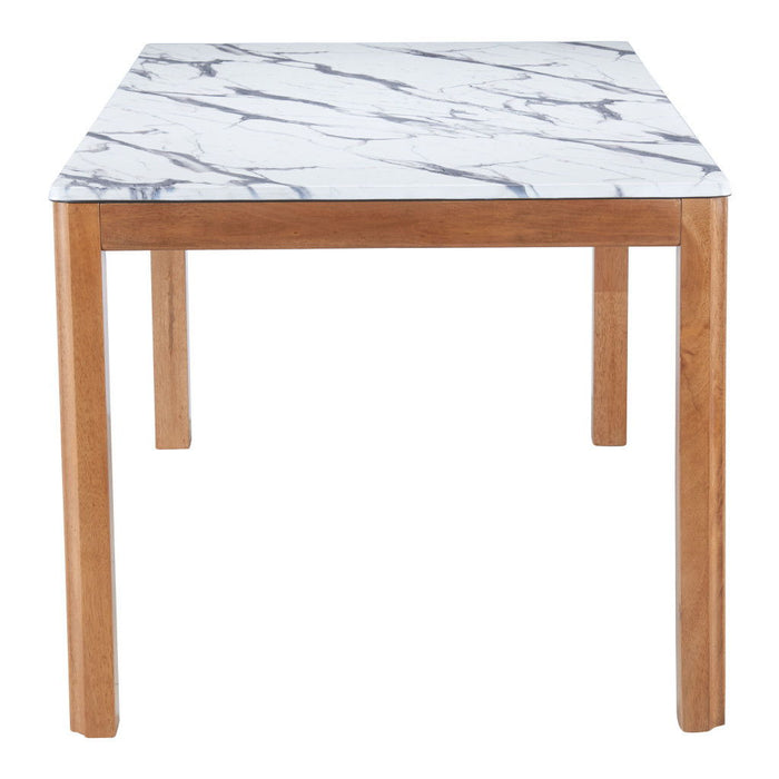 63" Wood And Solid Wood Dining Table - White