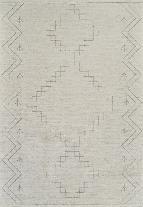 7.9' x 7.9' Modern Abstract Distressed Area Rug - Cream And Beige