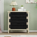 Giga 3-drawer sideboard with adjustable shelves, natural seaweed decor doors, ideal for living room or kitchen storage.