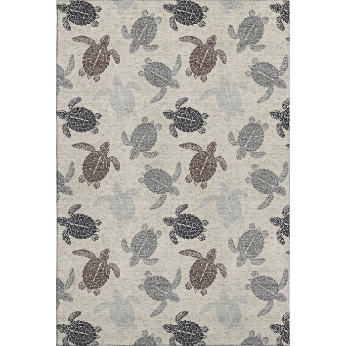 10' X 14' Geometric Washable Area Rug With UV Protection (646151) - Sand / Ivory / Gray