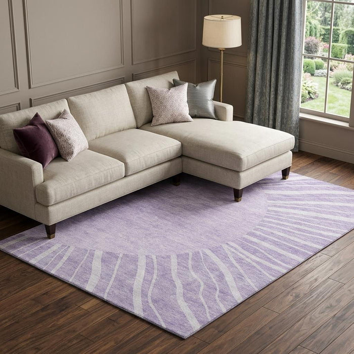 10' X 14' Abstract Washable Area Rug With UV Protection (655391) - Lavender / Ivory