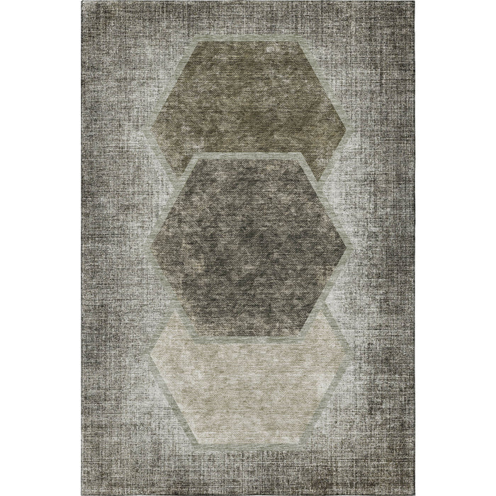 10' X 14' Geometric Washable Area Rug With UV Protection (655902) - Taupe / Brown