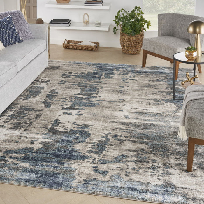 8' X 10' Abstract Power Loom Area Rug, Polypropylene - Blue
