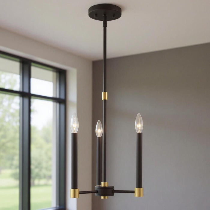 19" Three Light Dimmable Chandelier With Shades - Bronze