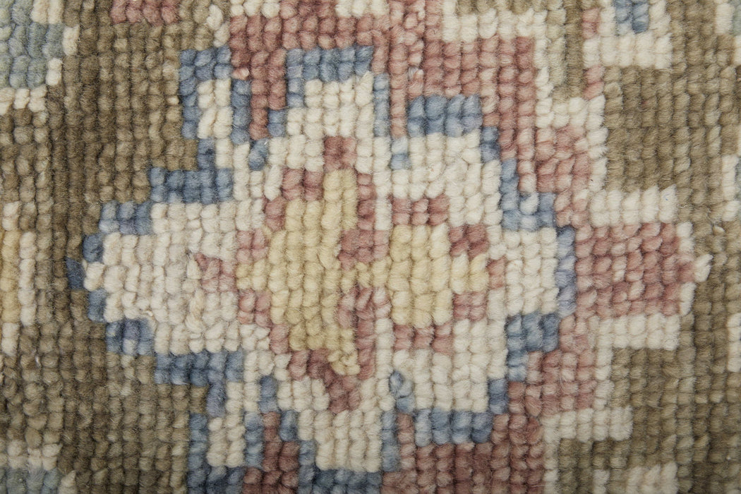 9' X 12' Floral Hand Knotted Area Rug With Fringe - Blue