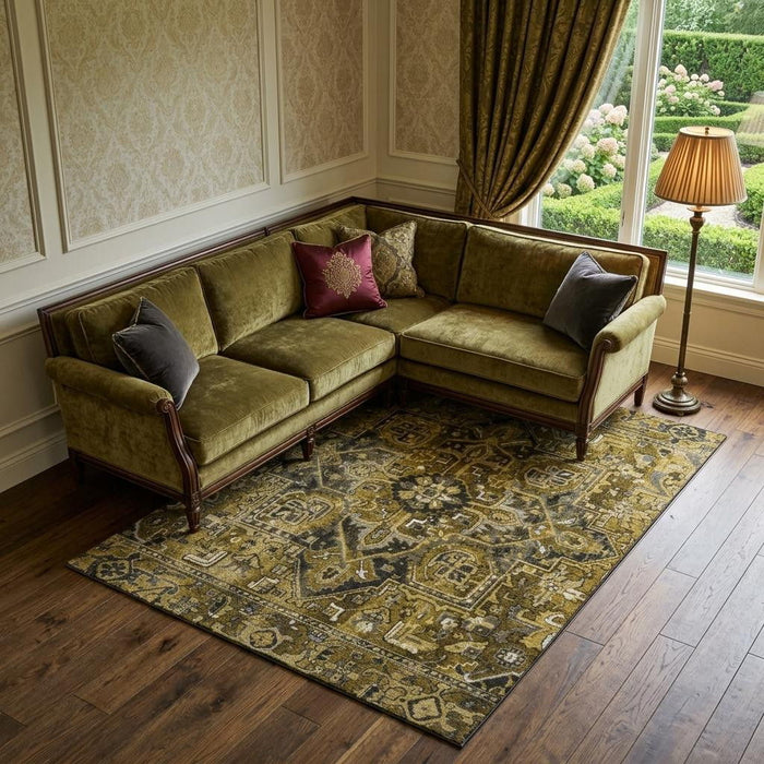 8' X 10' Oriental Washable Area Rug With UV Protection (649706) - Brown / Gray / Ivory