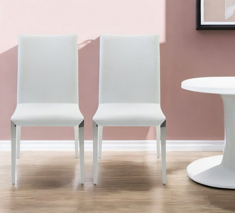 Faux Leather Dining Side Chairs Without Arms (Set of 2) - White