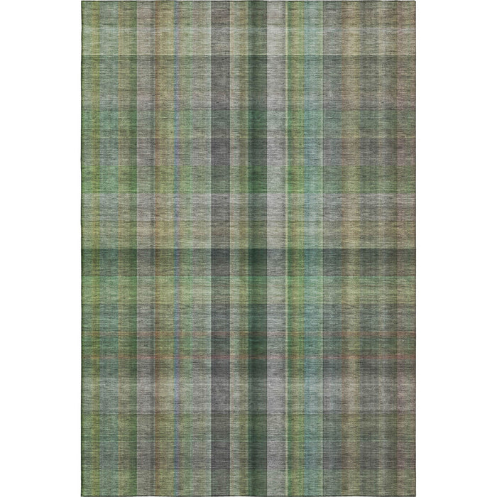 9' X 12' Plaid Washable Area Rug With UV Protection (648507) - Green / Gray