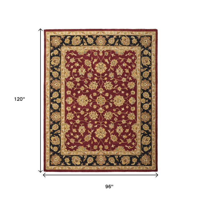 8' X 10' Traditional Oriental Hand Tufted Area Rug - Red
