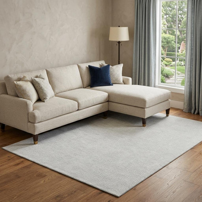 10' X 14' Geometric Washable Area Rug With UV Protection (682937) - Silver / Ivory