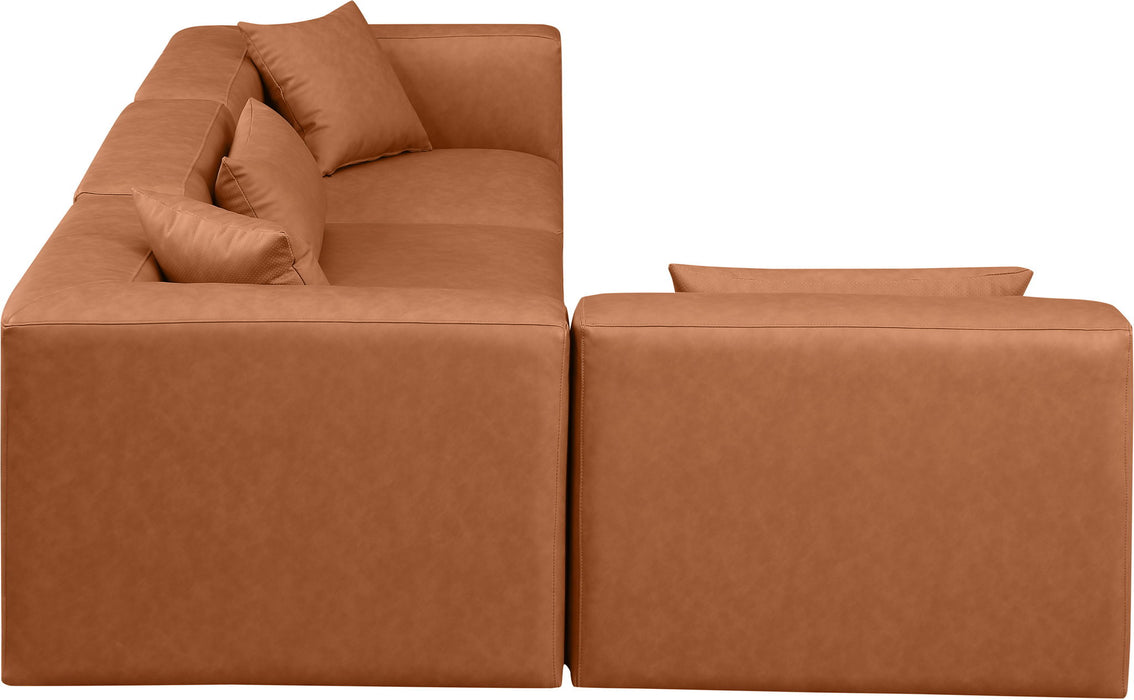Cube - 4 Piece Modular Corner Sectional - Cognac