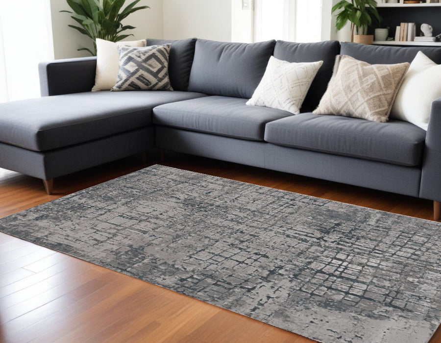 10' x 13' Abstract Area Rug - Gray And Ivory