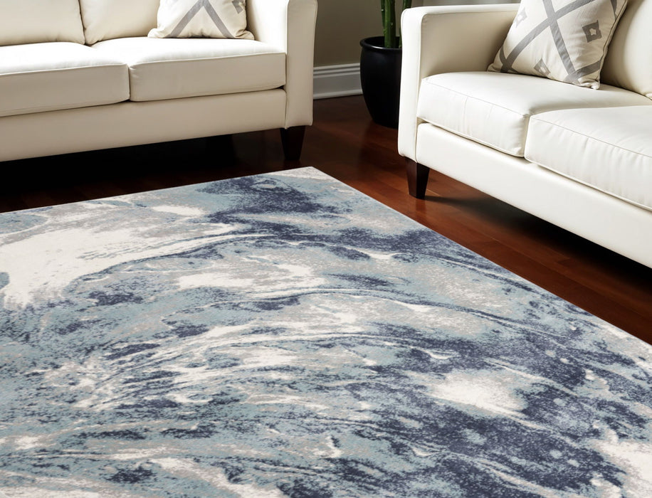 8' X 10' Modern Abstract Power Loom Area Rug - Blue