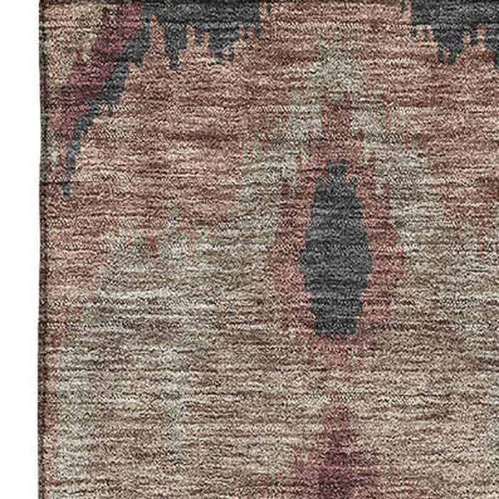 8' X 10' Ikat Washable Area Rug With UV Protection - Burgundy