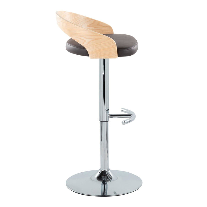 Grotto - Adjustable Barstool - Chrome Metal, Natural Wood