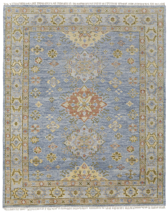 12' X 15' Geometric Hand Knotted Area Rug With Fringe - Blue