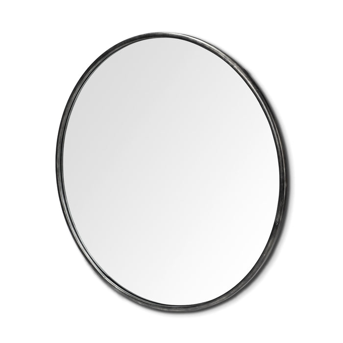 47" Round Metal Frame Wall Mirror - Black
