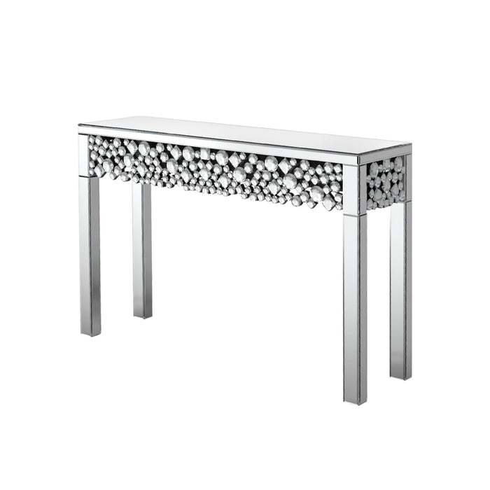 47" Mirro Glass Faux Crystal Bling Console Table - Silver