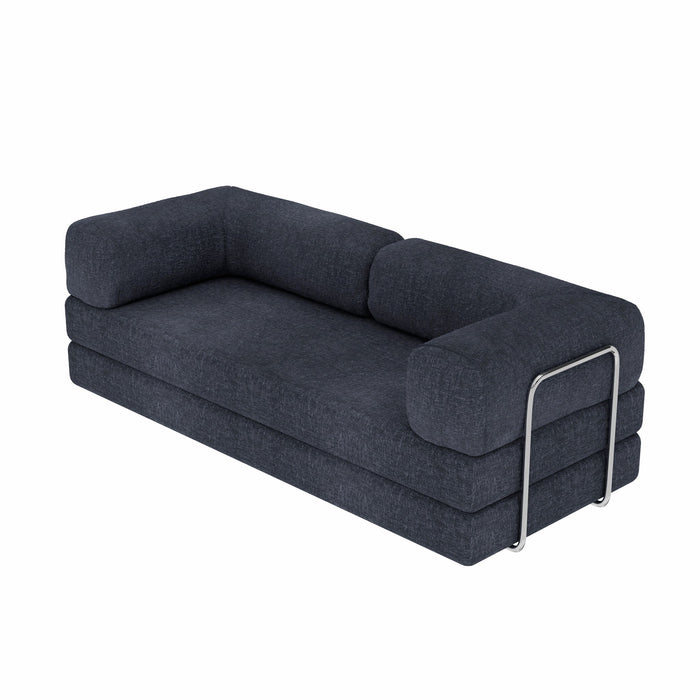 Chenille Convertible Futon Sleeper Sofa - Blue