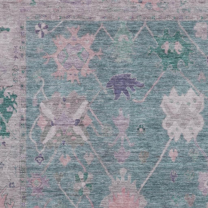 10' X 14' Oriental Washable Area Rug With UV Protection (714967) - Green / Purple