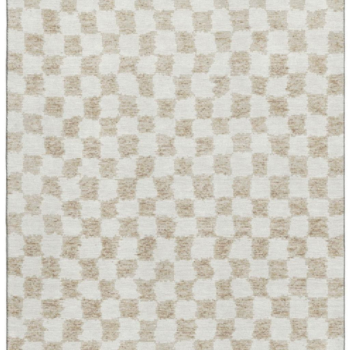 10' X 14' Geometric Washable Area Rug With UV Protection (709366) - Beige / Ivory