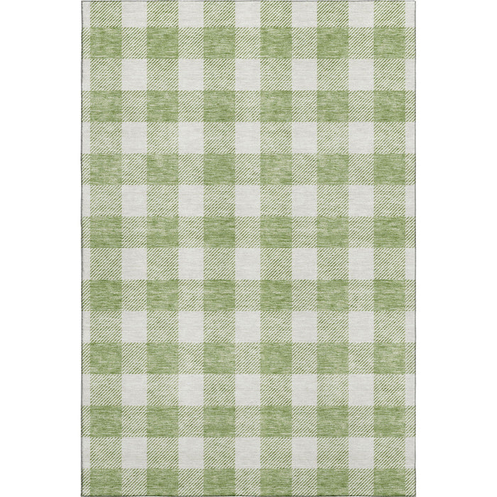 10' X 14' Plaid Washable Area Rug With UV Protection (673345) - Artichoke Green / Ivory