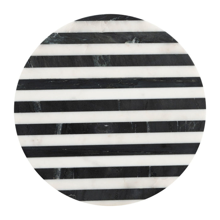 22" Marble Pedestal End Table - Black