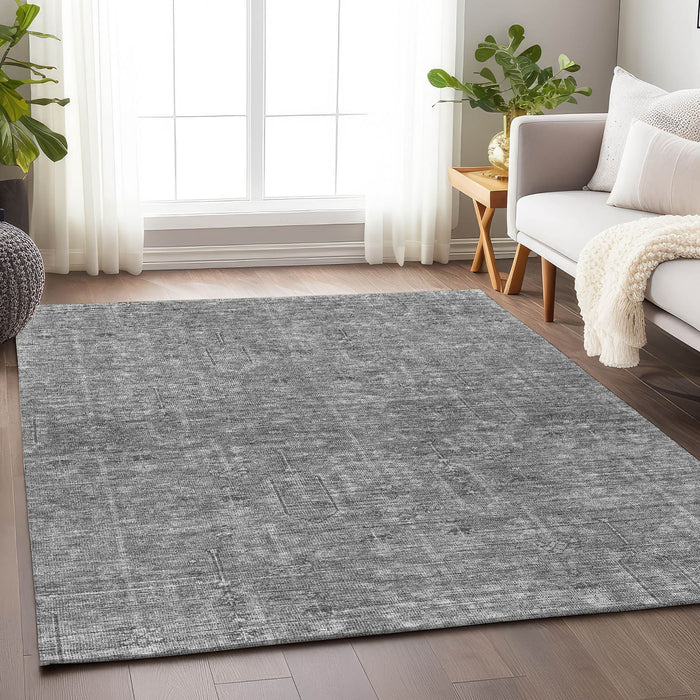 9' X 12' Southwestern Washable Area Rug With UV Protection - Gray / Silver