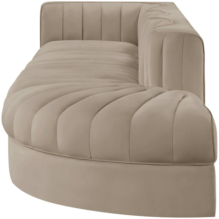 Rummi - Velvet Performance Fabric Upholstered 4 Piece Modular Sectional With Reverse Corner Chair