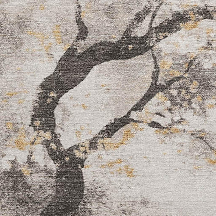 10' X 14' Floral Washable Area Rug With UV Protection (701617) - Beige / Gold / Charcoal