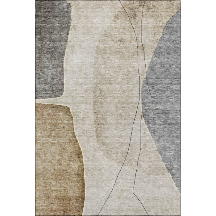 10' X 14' Abstract Washable Area Rug With UV Protection (656591) - Taupe / Beige / Gray