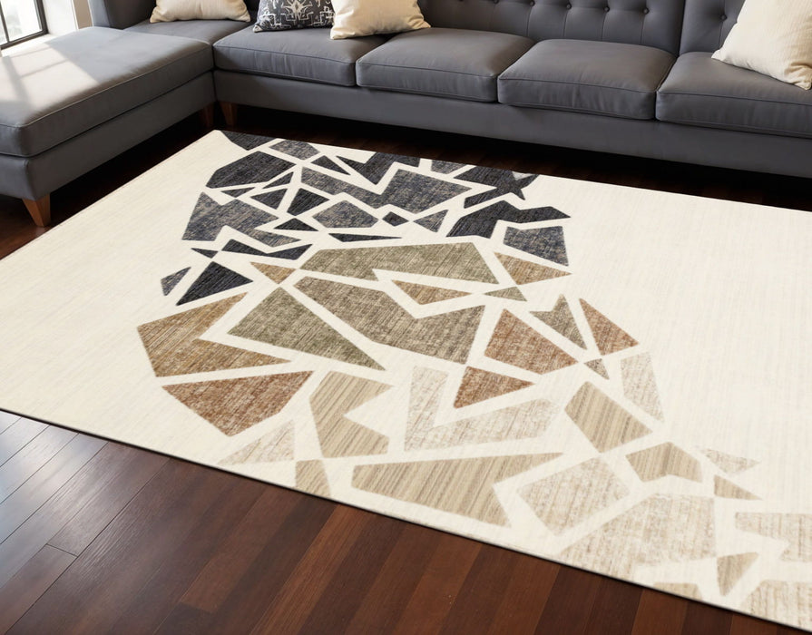 8' X 10' Abstract Area Rug (660252) - Cream / Black / Tan