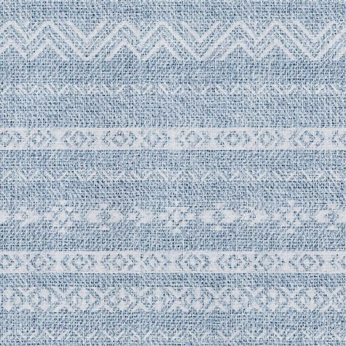 9' X 12' Southwestern Washable Area Rug Polyester With UV Protection - Blue And Ivory