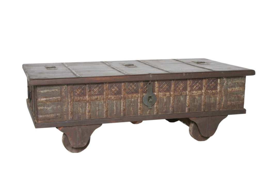 Wheel Antique Coffee Table - Brown