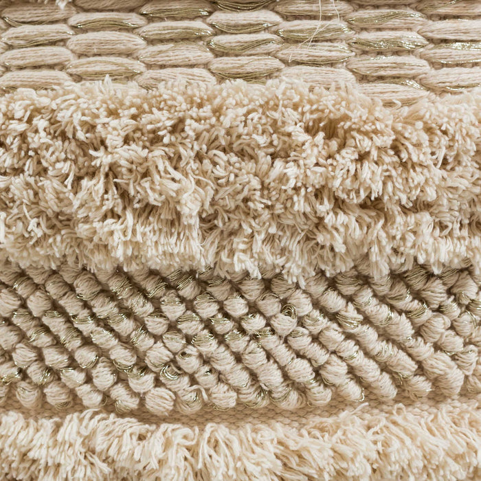 Beige cotton Yorba accent pouf by TOV Furniture, soft and plush for modern living room or bedroom decor.