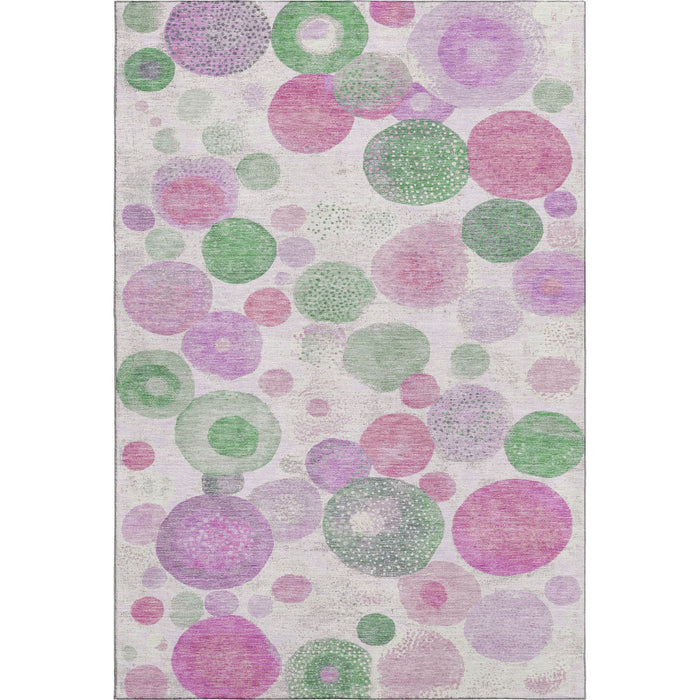 10' X 14' Geometric Washable Area Rug With UV Protection (707329) - Pink / Green / Ivory