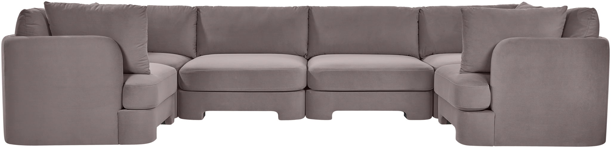 Meridian Furniture Hammond velvet U-shaped sectional sofa with plush upholstery and six sections, designed for comfortable stationary seating.